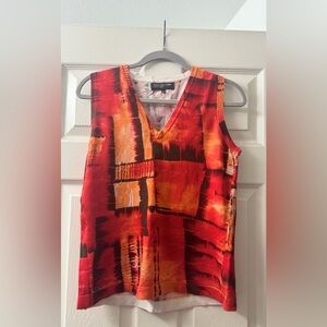 Jones New York Vivid Red and Orange Tank Top